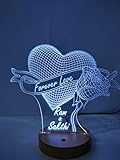 DESIGNELLE Acrylic Personalized 3D Illusion LED Lamp Single Colour (Wooden, 8x10-inch)