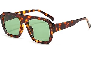 YAMEIZE Occhiali da Sole Retrò 70s a Forma di Rettangolo - per Donna Uomo Occhiali da Sole Classici Quadrati Protezione UV400 Occhiali da guida