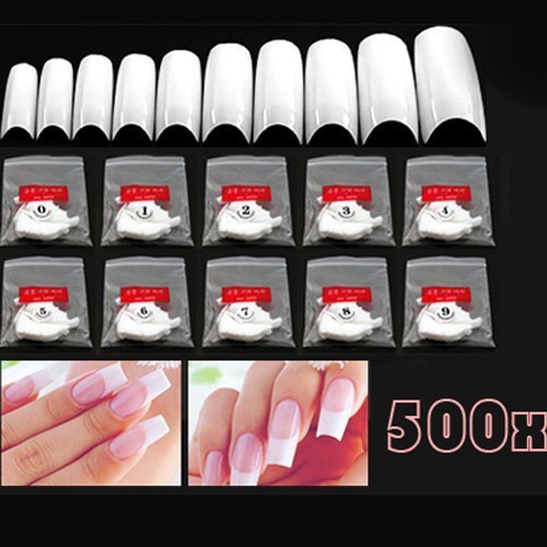 500 White French False Fake Acrylic Nail Art Tips Gel Makeup