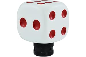 Temzzer Dice Shape Transmission Shifter Knob Resin Vehicle Shift Lever Stick Handle for Most Manual Automotive Vehicles (White, Red)