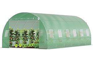 VOUNOT® Invernaderos Jardin, Tunel Invernadero Huerto prar Plantas, Ubo de Acero y Plastico, Impermeable, 3 x 6 x 2 m, Verde