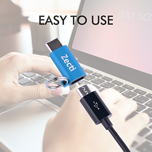 Zecti USB C Adapter auf Micro USB [4 Stücke] USB C Adapter mit Keychain und 56K Widerstand für OnePlus 3, HTC 10, Google Chromebook Pixel,LG G5 - 6