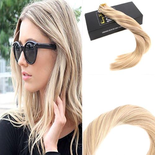 Sunny 20pcs/50g Multi Colour Ash Brown Mixed Bleach Blonde Straight Highlights Skin Weft Tape in Human Hair Extensions 14inch
