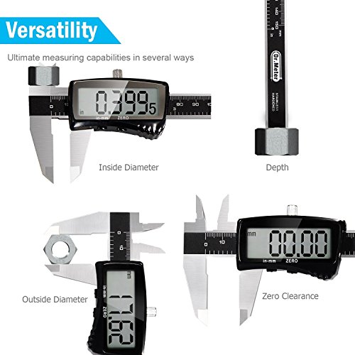 Dr.meter Dr-150 digitaler Messschieber mit groß LCD Bildschirm für Abständen und Durchmesser, 0-6 inch/150mm Edelstahl Elektronische Digital Noniusschieber Mikrometer ,nichtrostend steif Körper,Schwarz - 4