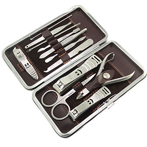 KingOfHearts - 12-Pieces Nail care Personal Manicure & Pedicure Set, Travel & Grooming Kit Tools