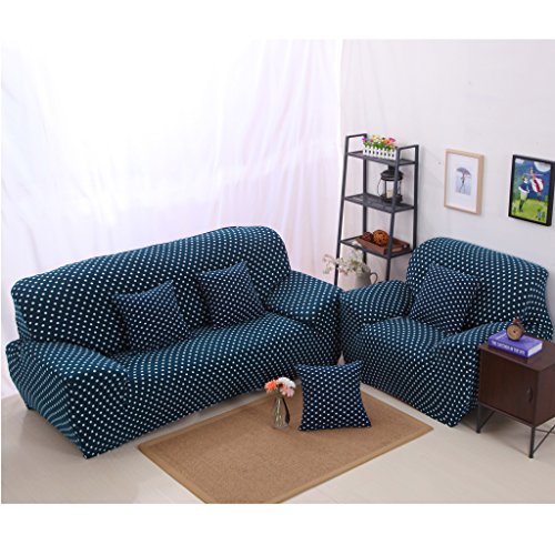 MagiDeal 1-Sitz / 3-Sitzer Modern Stretch Sofabezüge Sofahusse Couch Sofa Husse Wohnzimmer Haus Dekoration , Farben und Größe Auswählbar – Punkt Leben , 190-230cm - 3