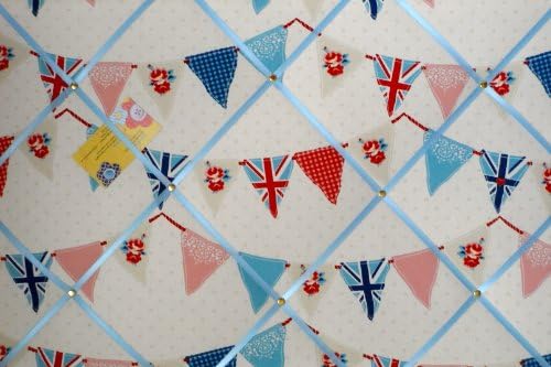 Rosey Rose Large Fryetts Union Jack Blue Bunting/Flag Hand Crafted Fabric Notice/Pin/Memo Board