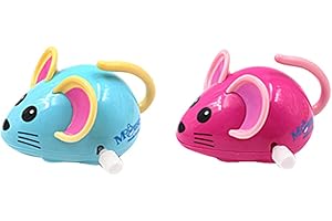 NUOBESTY Liquidation Souris Jouet mécanique Souris en Plastique Enfants Jouet éducatif Chat Jouet interactif pour Enfants Enfants Bambin Chat 2pcs (Couleur aléatoire)
