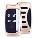 Price comparison product image [M.JVisun] Car Remote Keyless Entry Key Case Cover Fob Skin for Land Rover Discovery Sport Discovery 4 Freelander 2 Range Rover Evoque , Aircraft Aluminum + Genuine Leather With Key Chain (Gold)