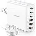 Rocoren USB Charging Station 100W, 6-Ports Multi Charger Hub, PD3.0 QC4.0 PPS Fast Charging Station with 1.5m UK Extension Cord Compatible with MacBook Air, iPhone 15, iPad Pro, Galaxy S24, Huawei