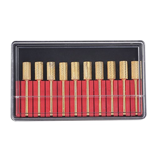 MAKARTT® 10 pcs Carbide Nail Drill Bit Pedicure Middle Electric Drill Bits Nail File Gold for Nail Art Tools Accessory