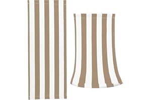 GORGECRAFT 113x42.5cm Beach Sling Chair Replacement Canvas Tan White Stripes Deck Lounge Chair Fabric Reclining Sling Replacement Seat Covers for Sunbathing Garden Courtyard Beach Casual Relaxation