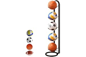 XPJBKC Ballständer, 5 Stufiger Ball Aufbewahrung, Vertical Ballregal Fußball Ständer, Abnehmbare Ballaufbewahrungsregal Basketball Holder, Basketball Halter, Ball Storage Rack Sportgeräte Organizer