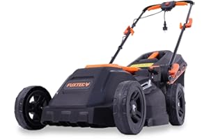 FUXTEC Tondeuse à Gazon Électrique Filaire Poussée FX-RME38 12Kg, Largeur De Coupe 38cm, Bac De Ramassage 40L, Hauteur De Coupe 20mm - 70mm, 1600Watt - 220V