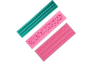 Belvanr 3 Pezzi Torta di Confine Decora Muffa del Silicone Stampo Fondente per Perle in Silicone Torte Decorazioni Silicone Stampi Fondente Stampo per Torte Bordi Decorazione Cioccolato Fondente