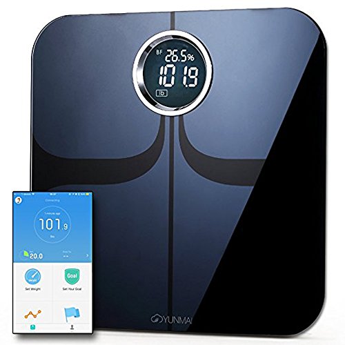 YUNMAI Premium Version Smart Bluetooth Personenwaage mit KörperfettDigital Scale Körper Zusammensetzung Monitor BT4.0 mit extra großem Display Free APP für Android 4.3 iOS 8.0 Smartphones