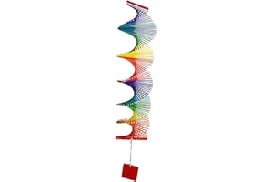 MYSUNBAR Girandola a vento 3D Helix Kinetic a spirale colorata in legno, da appendere in corridoi, asilo, giardino, decorazione per il giardino, arcobaleno Spectrum