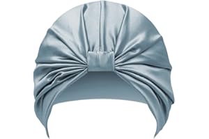 townssilk Gorro de noche para mujer, 100% seda de morera, gorro de ducha de seda de 16 mommes, bueno para el cabello, protege el cabello, gorro de noche de seda, popular, 1 pieza, azul gris