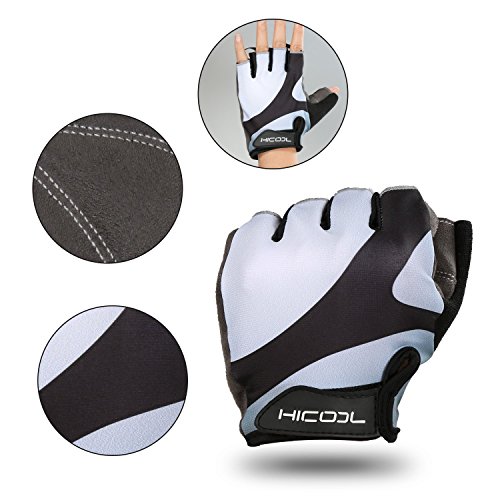 Fahrradhandschuhe,HiCool Fahrradhandschuhe Fitness- und Trainingshandschuhe Fitness handschuhe Radsporthandschuhe Half Finger Outdoor Sports für Damen Herren - 5
