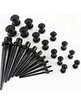 Gauge Gear® 16-teiliges Micro Expander Kit schwarz läuft und Stecker schwarz 1,3mm-4mm
