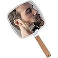 Trifecta Single-Sided Portable Travel Handheld Vanity Mirror with Hanging Hole in Handle Hand Mirror with Comfy Handle for Makeup,Small Cute Wood Hand Mirror(Square, White Pack of 1)