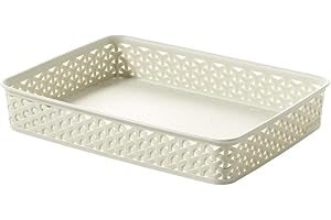 CURVER Large Faux Rattan Storage Tray Organiser (5.5 Litre)