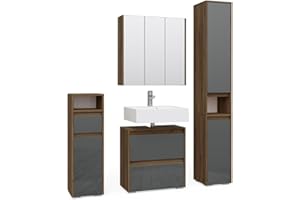 ‎VICCO Vicco Badmöbel-Set Majest, Anthrazit/Nussbaum, 4 Teile