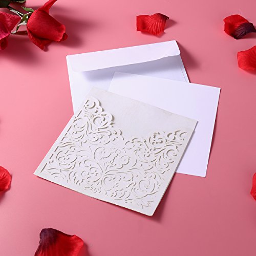 ROSENICE 10Pcs Hochzeit Einladungskarten – aushöhlen dekoratives Muster (weiß) - 4