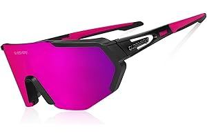 Queshark Polarizzati Anti-UV con 3 o 5 Lenti Occhiali da Ciclismo Bici MTB Intercambiabili per Sport Uomo Donna Guida Pesca Golf Baseball Corsa