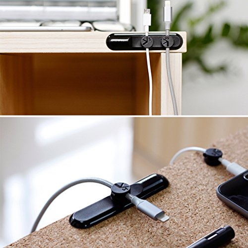 Philonext Organizador de cable multiusos Cable con cierre de clip magn  tico  gesti  n de cables para escritorio  Pack 3 hebillas para cables- para tel  fono m  vil  menos de 4 m m   en color negro