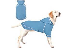 Kickred Medium Large Dog Hoodie Sweatshirt, Soft Winter Pullover with Hat and Leash Hole, Fashion Dog Clothes (Liaht Blue, L)