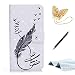 Produktbild iPhone 5S Hülle,iPhone SE Leder Hülle,TOUCASA Retro 3D Muster PU Leder Hülle Wallet Case Folio Schutzhülle Handytasche Backcover Handy Tasche Flip Cover mit Standfunktion Karteneinschub Etui Flip Case im Bookstyle Hüllen Schutzhüllen für Apple iPhone 5S / iPhone SE / iPhone 5 + 1 x Eingabestift + 1 x Glitzer Staub Stecker-Schwarze Federn