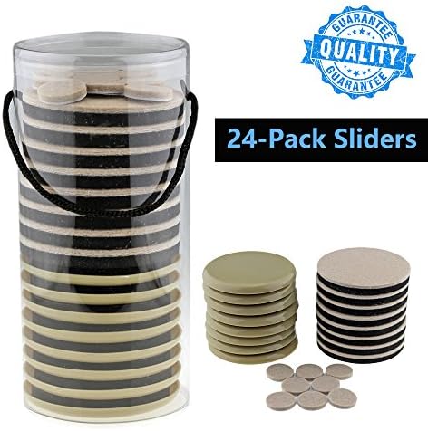 Furniture Sliders Felt Pads Bundle Packs, Qadira Premium 8 Pack 3.5-inch Furniture Sliders Gliders Movers for Carpet Floor &amp; 8 Pack 3.5-inch Furniture Felt Pads for Hard Wood Floor Moving Coaster &amp; 8 Pack 1-inch Self Adhesive Stick Felt Pads -24 Bundle Packs