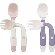 Lot De 4 Cuillères Bébé En Inox - Courbées Pour Auto-Alimentation, Lave-Vaisselle Safe