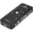 1Goal VGA KVM Switch, USB 2.0 VGA KVM Switcher for 4 Computers Share 1 Monitor Keyboard Mouse Printer, USB KVM Switches Computer Selector Without Cable