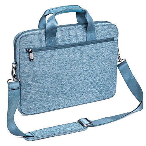 Laptophülle, Evecase 15.6 Zoll Universal Neoprene Gepolsterte Notebook Briefcase Laptop Schutzhülle mit Anzug-Gewebe / Ablösbaren Träger / Handgriff / Frontfach / Zubehörfächer für Lenovo Asus Acer HP – Himmelblau - 3