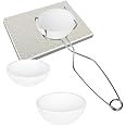 5 Pieces Small Melting Ceramic Crucible Bowl Dish Cup Set Include Honeycomb Soldering Board Quartz Plate Melting Gold Silver Copper with Whip Tongs Handle 2A