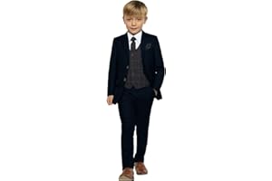 YYI Jungen 3 Stück Anzug Zwei Tasten Hochzeit Formale Jacke Hose Karierte Weste