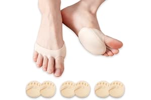Feliciay 3 Pares De Calcetines Con Forro Para Los Dedos De Los Pies, Almohadillas Para El Antepié De Tela De Panal Para Mujeres, CojíN De Esponja, Calcetines Sin Dedos Para Tacones Altos