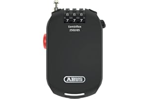 ABUS Candado especial Combiflex 2502/85 - Adecuado como candado de equipaje, candado de esquí, candado de casco - Cable de acero de 85 cm - con código de combinación - Negro