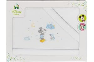 INTERBABY DISNEY - Sábanas de Coralina para cuna Mickey Mouse en blanco y gris