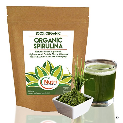 POUDRE DE SPIRULINE BIO - Teneur élevée en protéines de chlorophylle et de protéines végétaliennes - Riche en vitamines, minéraux et acides aminés - 200g