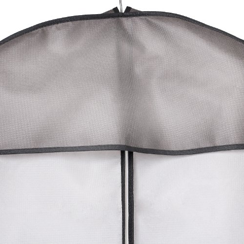 Atmungsaktiver Kleidersack Schutzhülle für Brautkleider / Abendkleider / Anzüge / Mäntel – ca. 180 cm – Reissverschluss – Weiß mit Schwarzer Rahme – Schwarz, KXB105 black - 4