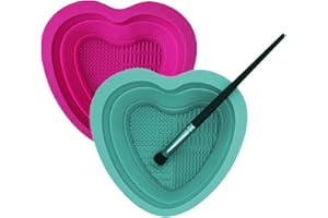 Lucktao 2 Stück Silikon Pinselreiniger Pinsel Reinigung Brush Cleaner,Herzförmige Make Up Pinsel Reinigungsmatte tragbares Kosmetikpinsel Reinigungspad Waschwerkzeug für Make Up
