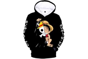 OLIPHEE Niño Sudadera con Capucha Impresa 3D Color Pull Anime Japonés Luffy Ace Zoro Hoodie Chándal Sudadera Cosplay Amantes del Anime