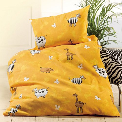 Baby Butt Bettwäsche Biber gold Größe 80x80 cm (35x40 cm)