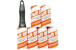 Fluff Off Lint Roller 360 Sheets With Protective Cover, 1 handle & 6 Refills. Extra Sticky Lint Roller Set for Clothes, Pet hair, Cat Hair, Dog Hair, Car seats etc.