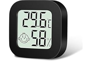 flintronic 1pc Room Thermometer Hygrometer Indoor, Mini Digital Temperature Humidity Meter Gauge, Accurate Hygrometer with Clear LCD Display and Face Icons for Home Baby,Office, Garden(with Battery)
