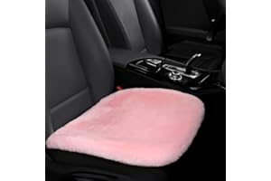 IRIWOOL Genuine Sheepskin Auto Seat Pad, Australian Soft Wool Seat Cover Breathable and Sweat-Wicking Comfort Warm Universal Fit,19.2 inch x19.2 inch (Front seat Cushion 1pc, Pink)