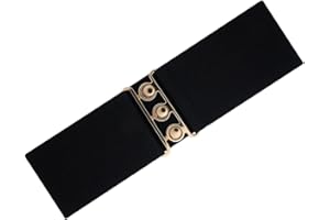 Ro Rox Cinturón Ancho Elástico Mujer Cintura Alta Estilo Retro Vintage – Cinturón Stretch para Vestidos, Años 50 – Hebilla Plateada u Dorada